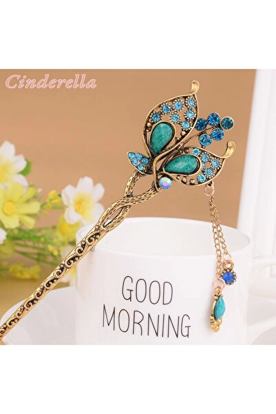Cinderella Yeni Model Sarkıt Taşlı Metal Topuz Tokası - Trend Çubuk Saç Topuz...