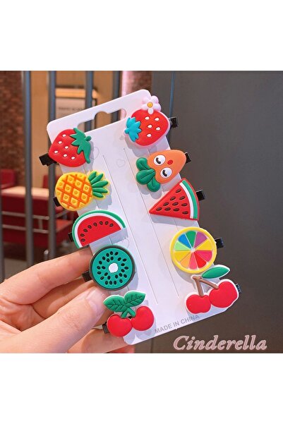 Cinderella Set de 10 catarame cu figuri de fructe pentru fetiță - căpșuni, ci...