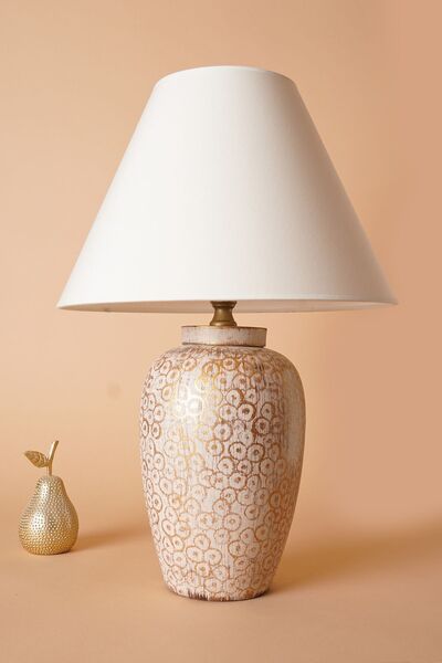 Hmydesign Taper Handmade Seramik Abajur Beyaz