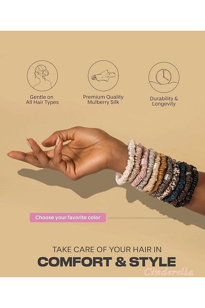thenile Scrunchie mic din mătase liliac - 100% dud pur, agrafă de păr casual cu brioșă extra elastică