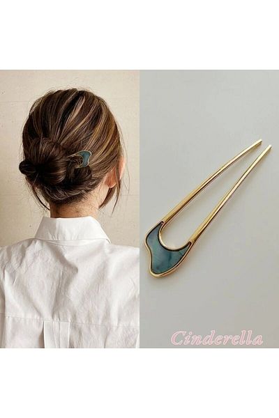 Cinderella Καμπυλωτό μοντέλο Mother of Pearl Λεπτομερής μεταλλική πόρπη με κότσο - Πόρπη με κουλούρα μαλλιών