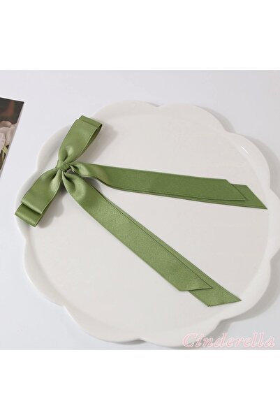 Cinderella Clip verde cu fundă dublă - Agrafă de păr cu panglică