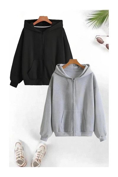 AFROGİYİM Ζακέτα Unisex Oversize με κουκούλα με φερμουάρ