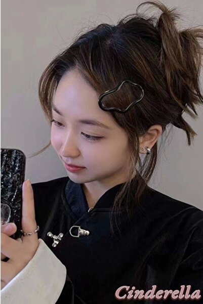 Cinderella Agrafă de păr metalică la modă pentru femei - 7 cm negru, set de 2...