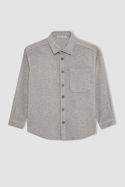 DeFacto Chlapecká oversize Wide Fit vlněná košile s dlouhým rukávem B7962A823Wn