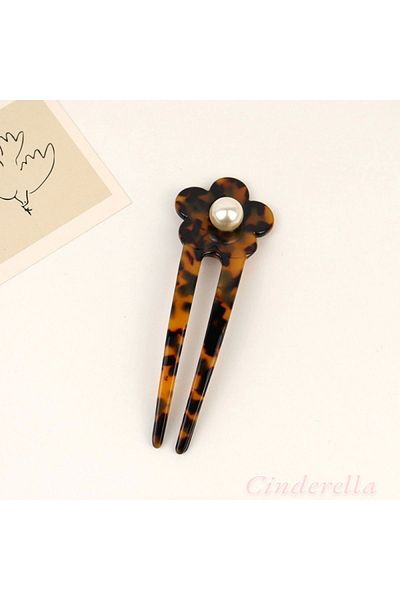 Cinderella Πέρλα Leopard Pattern France-Χειροποίητο Πολυτελές Κότσο Κότσος - Stick Hair Bun Barrette