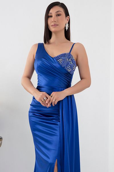 PULLIMM One Shoulder Rhinestone Detailed Dress 39871