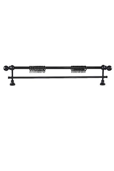 Perdejim Black Wooden Rustic Curtain Hanger with Disassembled Ball Head 250 cm - Single Rail