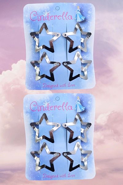 Cinderella مشبك فضي ذو 8 نجوم - نمط نجمة Y2k، مشبك معدني