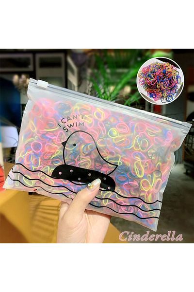 Cinderella Set de 1000 de agrafe mici colorate - Agrafe de păr elastice cu împletitură mixtă