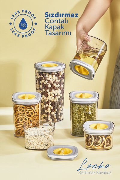 Eva Mia 1.4LT & Food Container - 6x Pieces Transparent Locko Leakproof Storage Container