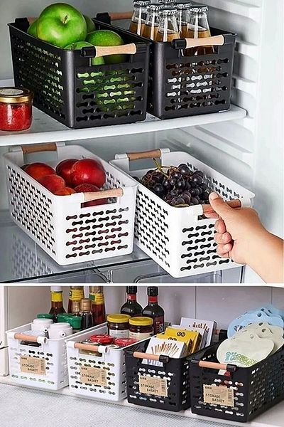 Ecolux 4 Pieces Multi-Purpose Organizer Basket with Handles - Closet Interior & Drawer Organizer Basket - WHITE