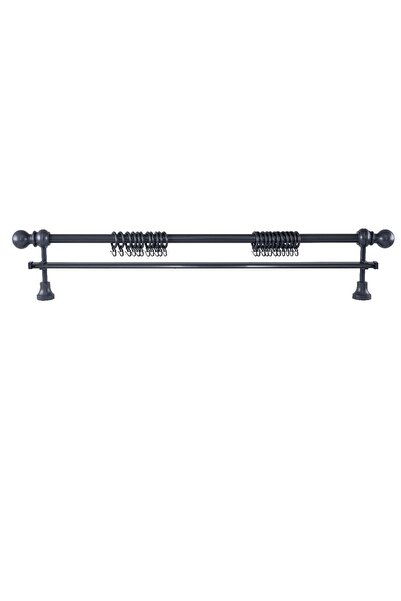 PerdejimShop Demonte Top Başlıklı Antrasit Ahşap Rustik Perde Askısı 300 Cm -...