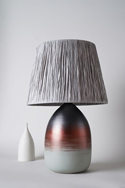 Hmydesign Clown Handmade Seramik Abajur Gri-Gümüş-Narçiçeği