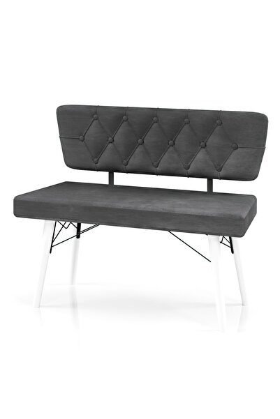 HAMAN Farah Serisi Babyface Kumaş Beyaz Ahşap Gürgen Ayaklı Sırtlı Bank