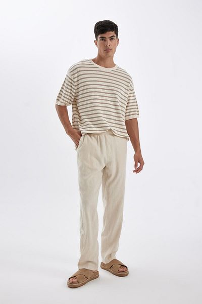 DeFacto Relax Fit Relaxed Cut Skinny Leg Linen Μικτό καλοκαιρινό παντελόνι C1140ax24sm