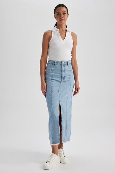 DeFacto Fashion Maxi Jean Skirt with Slit Detail - A5963ax23hs