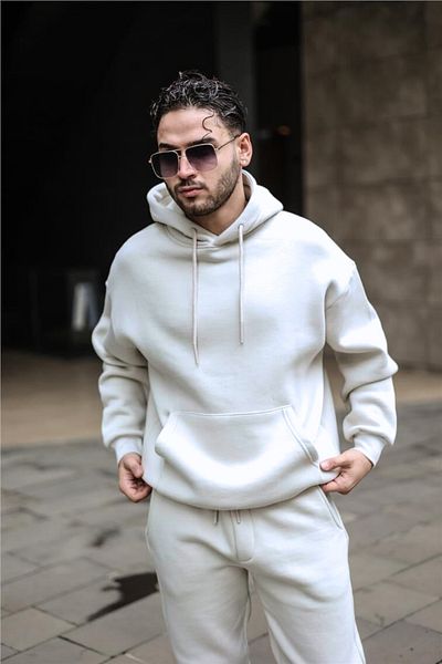 BayBayan Ανδρικό φούτερ με κουκούλα Oversize χωρίς στάμπα