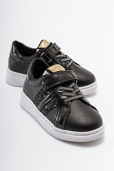 mnpc Schwarze anatomische Freizeitschuhe aus echtem Leder für Mädchen