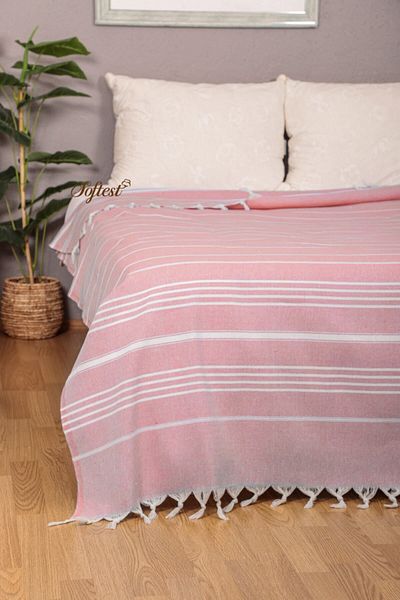 Softest 200x240 Cm Sultan Double Summer Pike - Fringed Bed and Sofa Cover, Thin Pestemal Pike