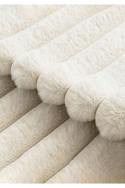 HOMİNG Ecru Homing Soft Plush Fabric - 2-Piece Throw Pillow Cover 241548