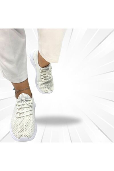 FORE SPORT Ecru Women's Sports Shoes - Casual Lace-up and Mesh Knitwear