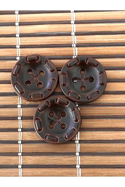 ODDA TASARIM ATÖLYESİ Brown Leather Look 4 Holes 3 Pieces Buttons - 48 Sizes