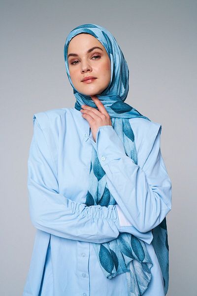 Modakaşmir Şal cu frunze cu model de bambus