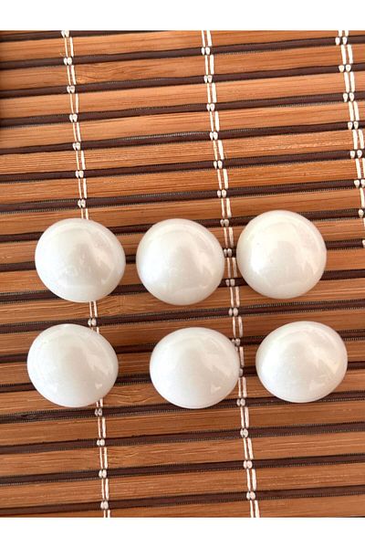 ODDA TASARIM ATÖLYESİ Bright White 6-Piece Pearl Button Set - Half Ball Model, Pearlescent and Bottom Feet (36 sizes-plastic)
