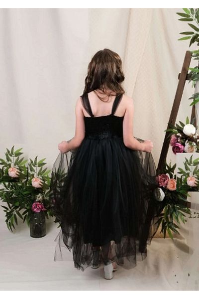 PAMUK KOZA 3-11 Years Girl's Scale Striped Tulle Evening Dress