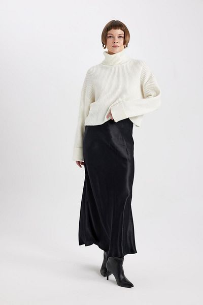 DeFacto Satin Midi Skirt - A-Line, Regular Waist B1867ax24sp