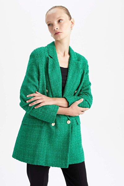 DeFacto Μπουφάν Tweed Blazer Oversize Fit - Y6481az22wn