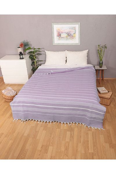 Softest 200x240 Cm Sultan Double Summer Pike - Fringed Bed and Sofa Cover, Thin Pestemal Pike