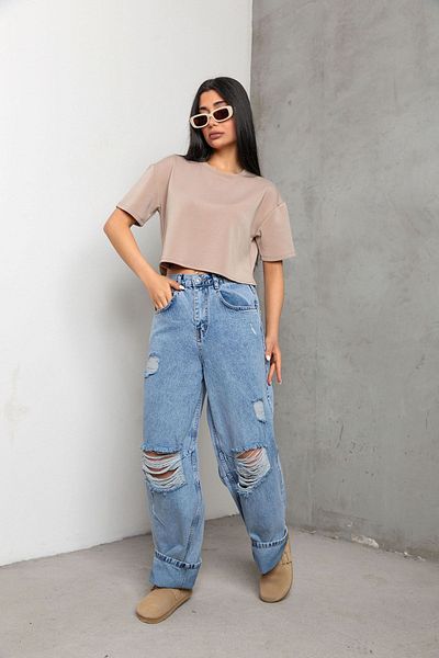 Domoda Μπεζ Modal Crop Top - Γυναικείο T-Shirt Ultra Soft Touch @savona