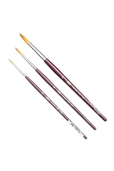 Pebeo 123 Series Watercolor Synthetic Round Tip Brush Set 3 Pieces No: 2-6-10