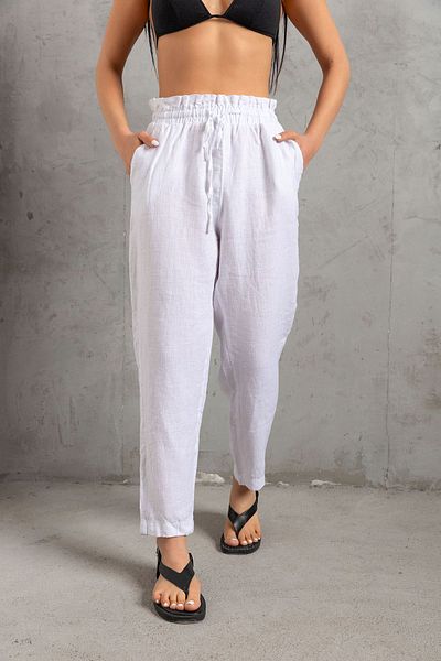 Maule Pantaloni elastici cu șireturi, 100% in, morcovi, pentru femei @Valensiya