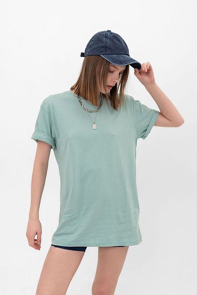Blah Μέντα Oversize Fit Βαμβακερό κοντομάνικο Basic Unisex γυναικείο ανδρικό μπλουζάκι