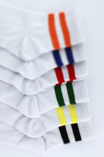 Trick or Treat White 6 Pack Colorful Striped Cotton Half Socks Men's Women's Unisex Socks