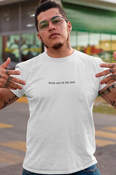 Blah Λευκό, Think Out Of The Box εμπριμέ, Cotton Crew ανδρικό μπλουζάκι
