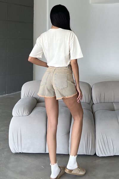 Maule Light Blue Zippered Jean Mini Denim Women's Jeans Shorts - 100% Cotton Tinted @trento