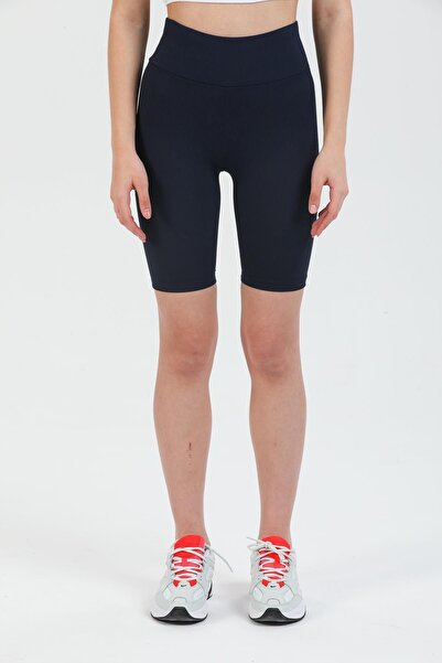 Domoda Navy Blue High Waist Short Shorts Sports Ribbed Biker Tights