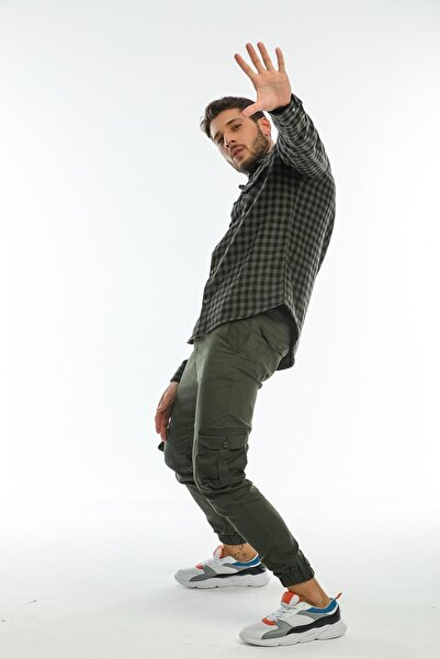 Blah Πράσινο, διπλό πτερύγιο τσέπης, καρό παχύ καρό σακάκι ανδρικό μπουφάν ξυλοκόπος