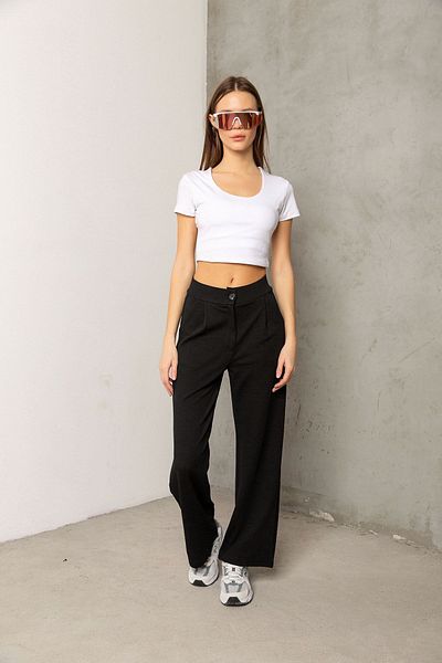 Domoda High Waist Black Women's Pleated Pants - Comfortable Casual Use, Buttoned and Zippered @londra