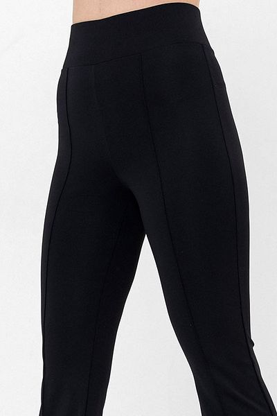 Domoda Black Striped Spanish Wide Leg Diving Scuba Knitted Stretch Trousers