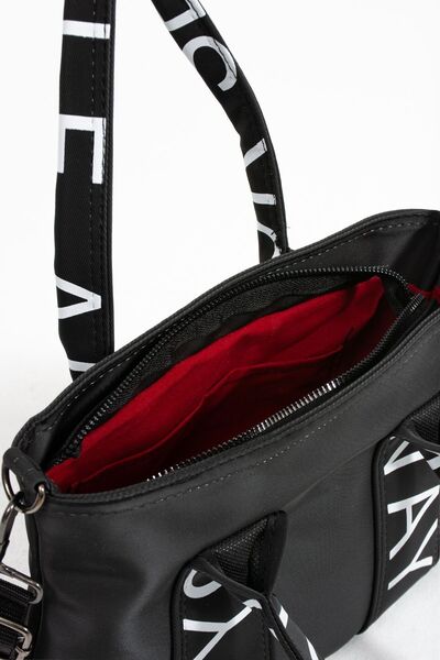 Rosmod Geantă de damă neagră din pânză organică din țesătură