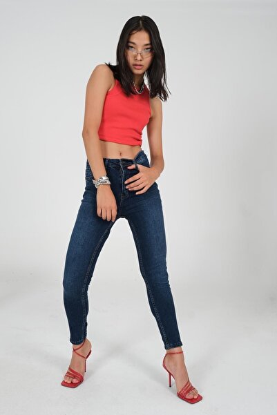 Domoda Темно-сині джинси-скинни з індиго жіночі джинсові штани