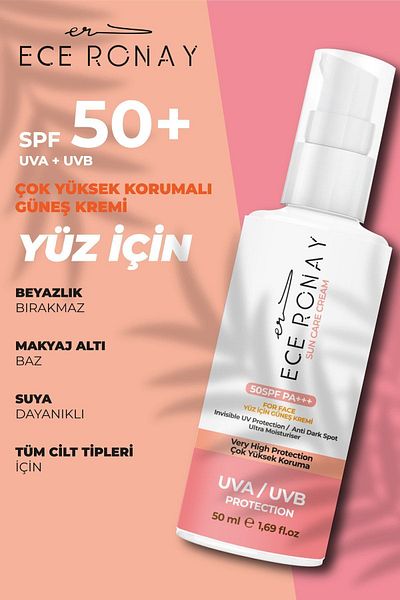 Ece Ronay SPF 50+ Face Sun Cream - High Protection, Moisturizer, 50 ML