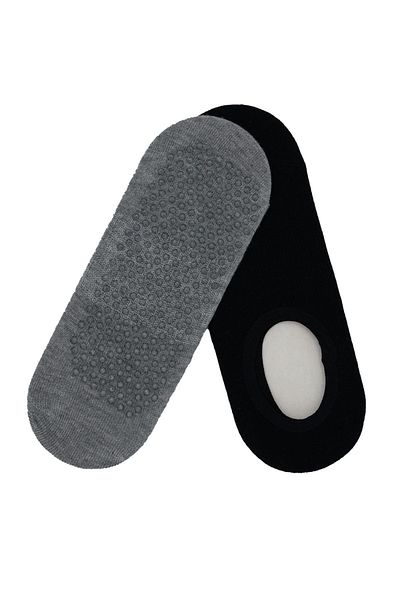 Trick or Treat Gray 2-Pack - 80% Bamboo Invisible Anti-Slip Women's Technical Socks for Yoga and Pilates @bliss