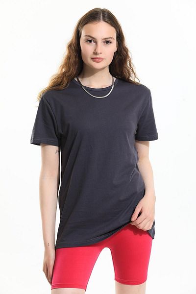 Domoda Anthracite, Oversize Fit Βαμβακερό κοντό μανίκι Basic Unisex γυναικείο ανδρικό μπλουζάκι