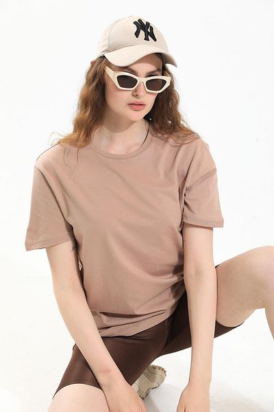 Domoda Βιζόν, Oversize Fit Βαμβακερό κοντό μανίκι Basic Unisex γυναικείο ανδρικό μπλουζάκι